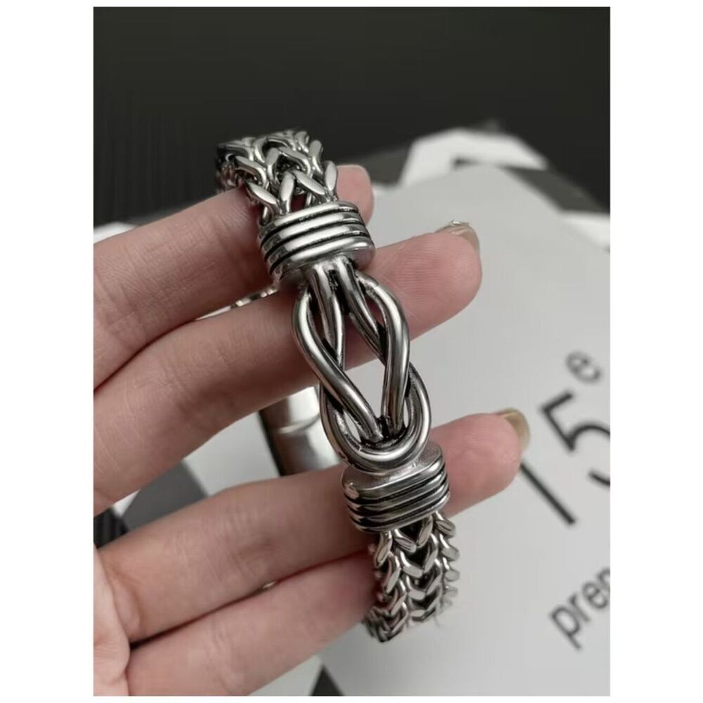 NWT Infinity Knot Bracelet Stainless Steel Double Row Curb Chain Size 8.5